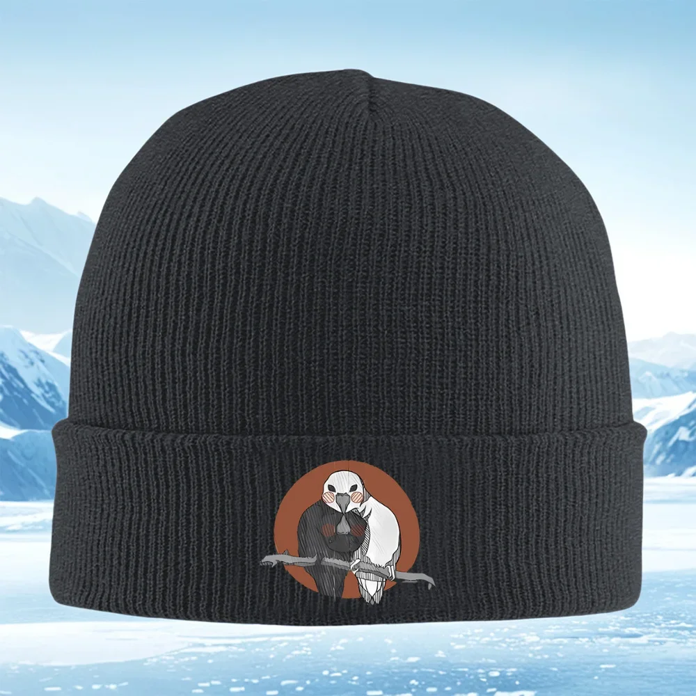 2026 Bird branch dark light graphic art Men Women Unisex Knitted Hat Beanie Pullover Cap Winter Thermal Warm Christmas Outdoor C