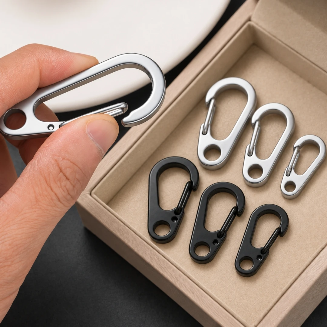 2pcs Mini Carabiner Outdoor Camping Paracord Rope Clip Knapsack Hanging Buckle Kirsite DIY Keychain Handmade Jewelry Accessory