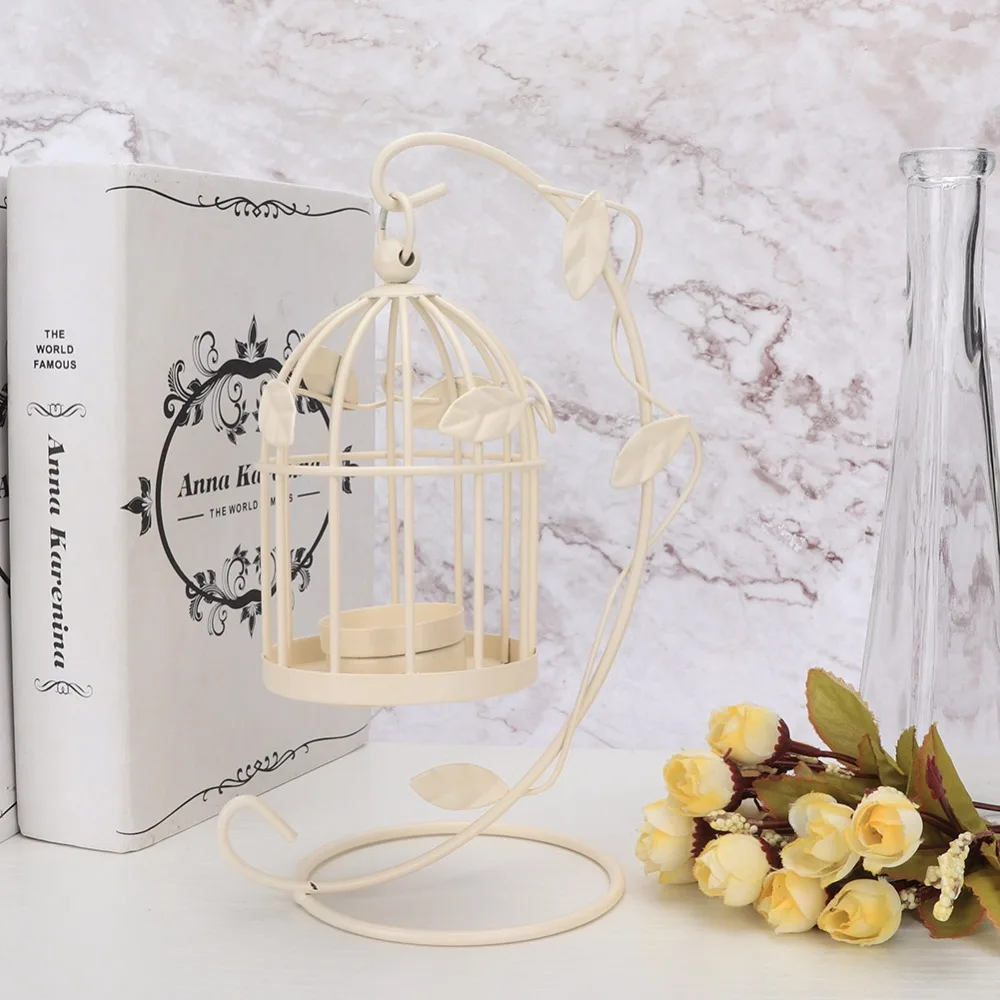 Iron Iron Birdcage Lantern Birdcage Black, White Minimalist Iron Wind Lamp 9.1in Birdcage Candle Holder Interior Ornament