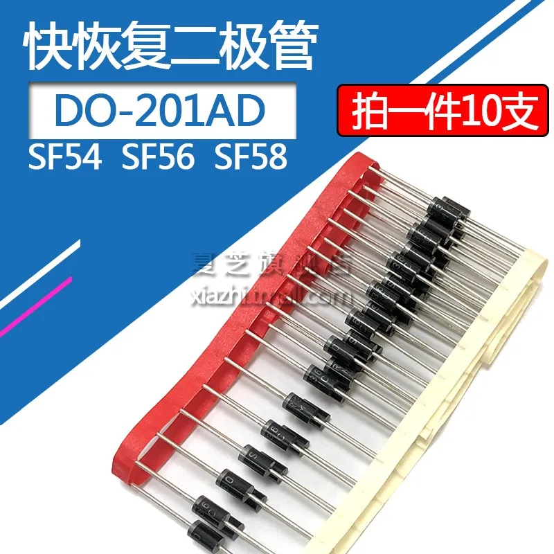 10pcs Sf58 Fast Recovery Diode Sf54 Sf56 Sf32 Sf34 Sf36 Sf38 Straight Plug Do-201ad