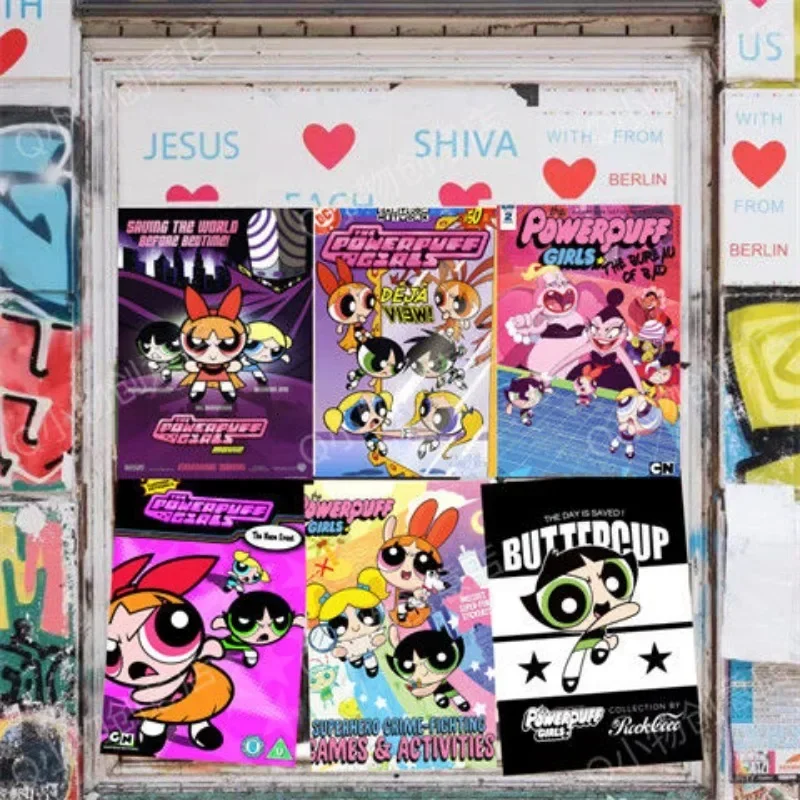 

Powerpuff Girls Blossom Bubbles Teenage Cute Cartoon Room Bedroom Decoration Wall Poster Photo Background Photo Holiday Gifts