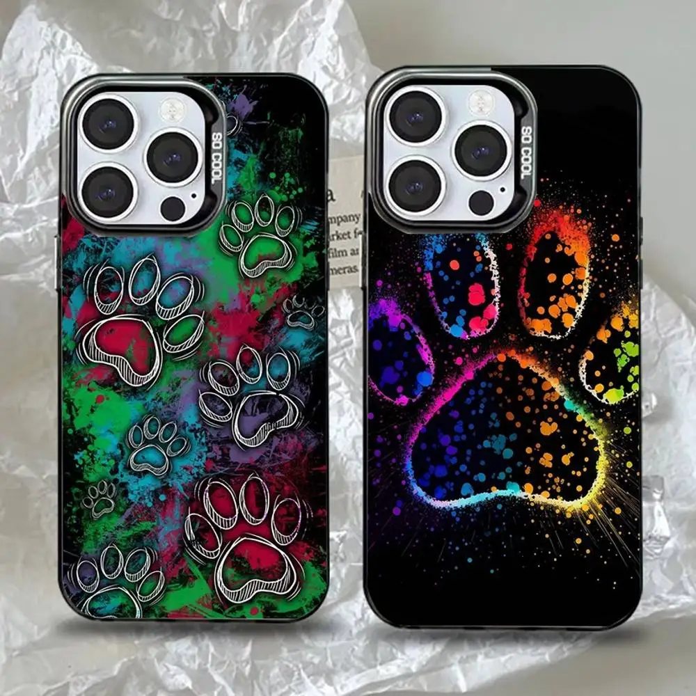 

Dog Paw Phone Case For iPhone 16,15,14,13,12,11,Pro,Max,Plus,Mini,XS,SE Anti Fall Black Matte Hard Bumper