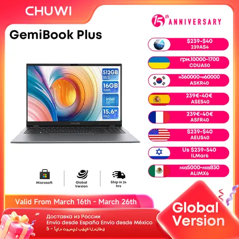 CHUWI GemiBook Plus 노트북 인텔 N100 그래픽, 12 세대 15.6 인치, 1920x1080P, 16GB RAM, 512GB SSD, 냉각 선풍기, 윈도우 11 Best5 CHUWI GemiBook Plus 노트북 인텔 N100 그래픽, 12 세대 15.6 인치, 1920x1080P, 16GB RAM, 512GB SSD, 냉각 선풍기, 윈도우 11 Best5