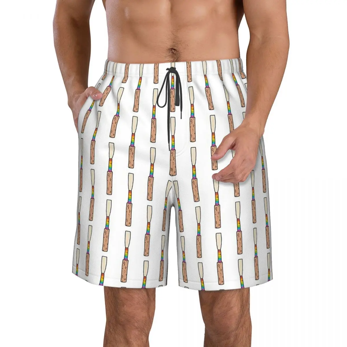 Rainbow Oboe Reed Trunks Beach Board Shorts Casual Quick Dry Swim Summer Men Pants