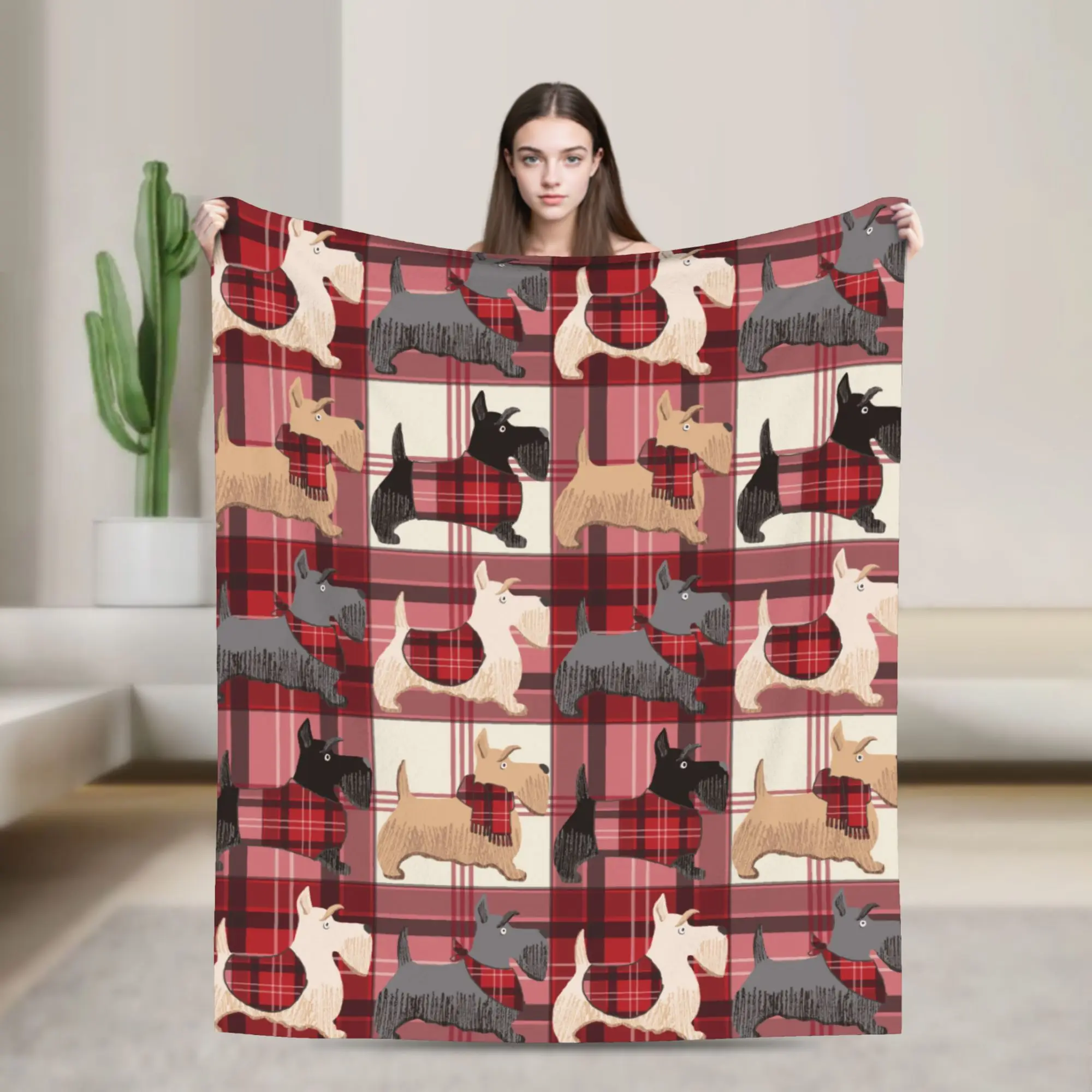 

Одеяло в стиле шотландского терьера с милыми щенками, подарок для любителей животных, собак, нечеткие потрясающие теплые пледы для покрывала, весна/осень