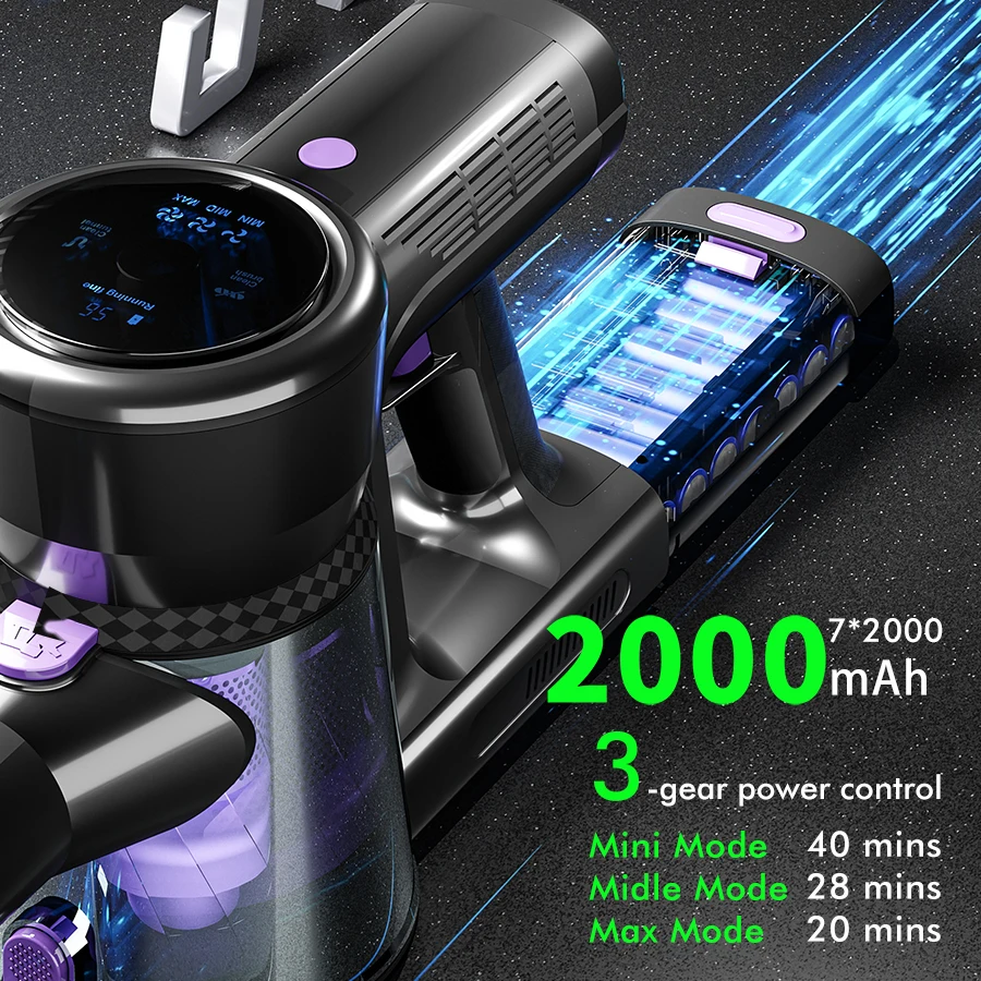 S14 Wireless Vacuum Cleaner 22kPa 280W Power 6 in 1 Vertical LED Electric Handheld Vacuum Sweeper Home Car Mopping Machine