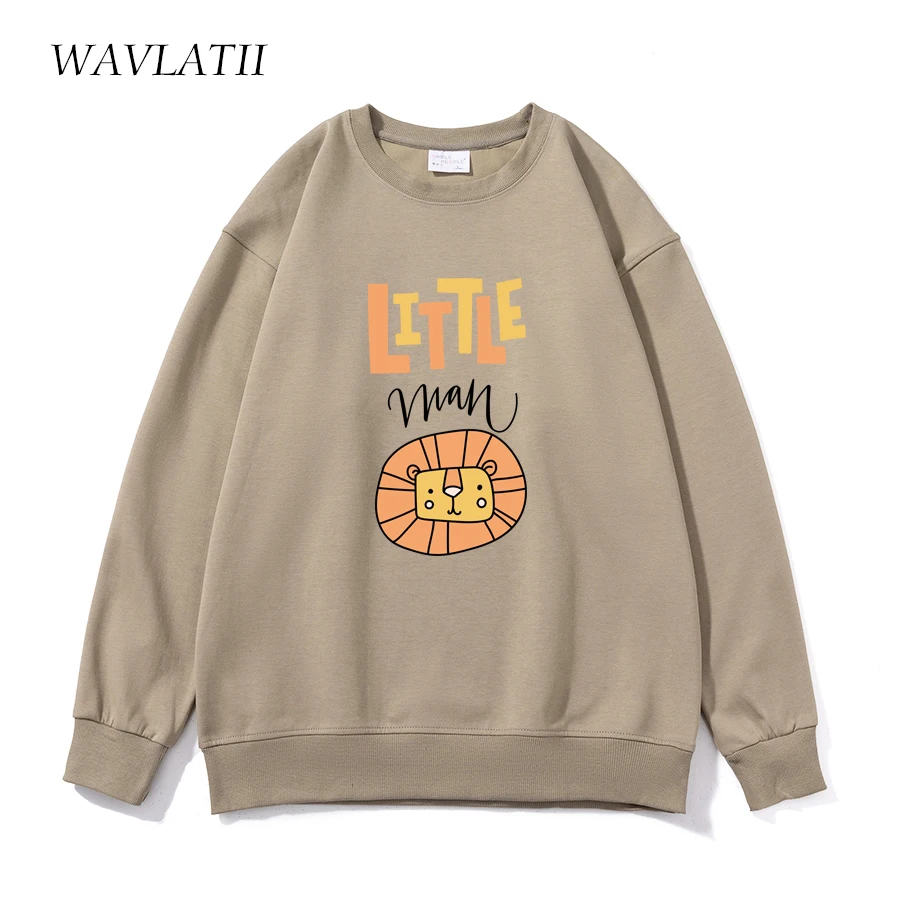 WAVLATII Women New White Sweatshirts Female Cute Printed Casual Hoodies Lady Khaki Sweet Long Sleeve Tops for Youngth WH2360