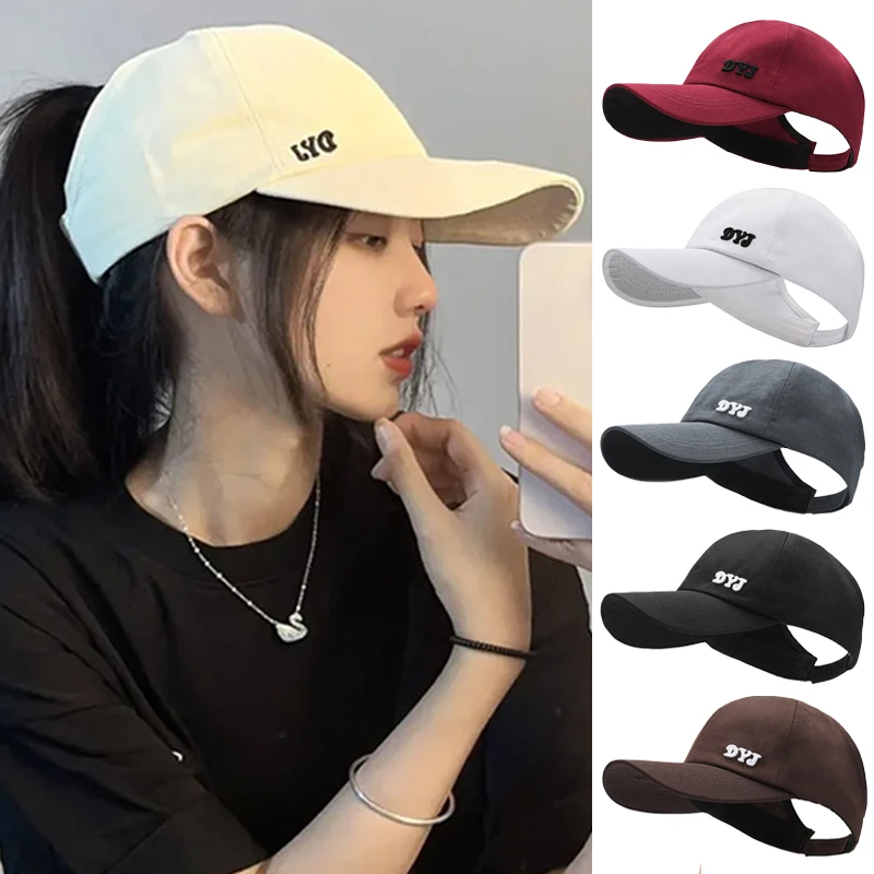 Summer Women's Sun Hat Outdoor Sports Running Snapback Baseball Hats Messy High Ponytail Bun Caps Female Casual Visors Beach Cap