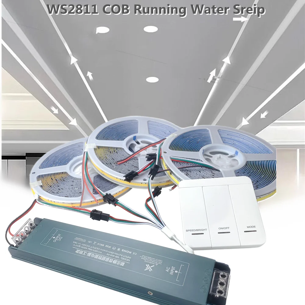 

WS2811 COB Running Water Flowing Horse Race Chasing LED Strip Light Pixel Tape DC24V 360LEDs/m Flexible Cool Natural Warm White