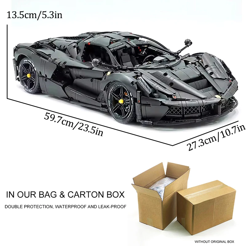 Highly difficult MOC-C61505 Technical Black Super Sports Car Hypercar Model Building Blocks Bricks Puzzle Toy Christmas Gift Kid