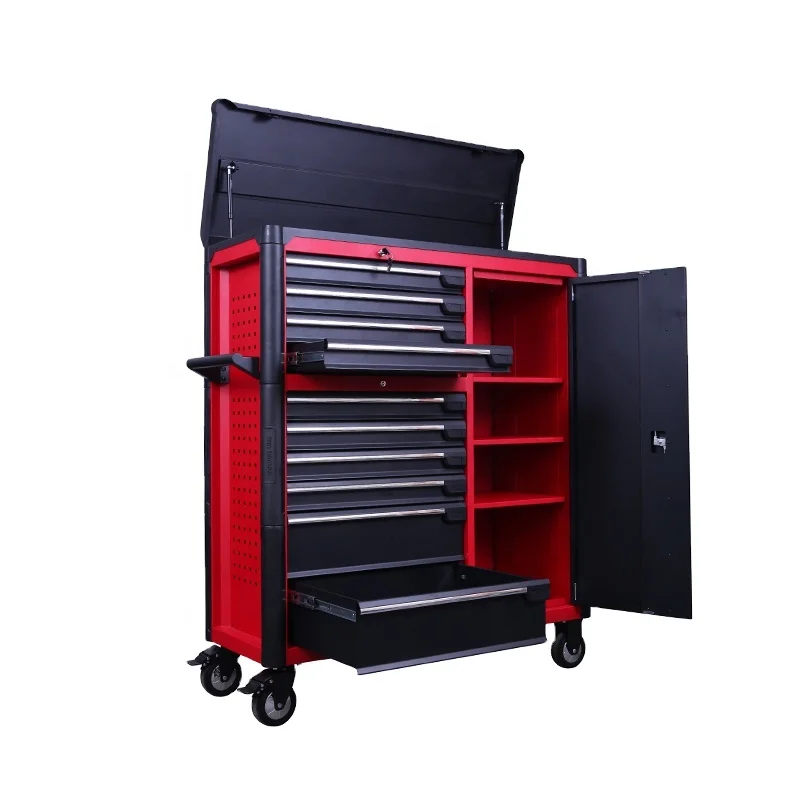 

Tool Cabinet Workshop Tool Trolley Toolbox Tool ChestHeavy Duty Black And Red Garage