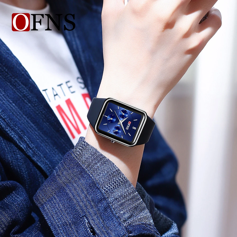 OFNS 8035 패션 및 레저 남성용 및 여성용 쿼츠 시계 다기능 3 눈 6 핀 스포츠 방수 쿼츠 시계