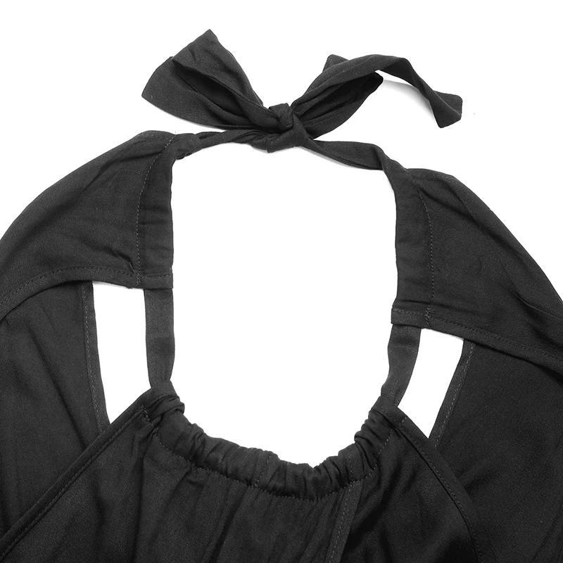 เดรสยาวสีดำแบบผูกคอเว้าเอวสำหรับผู้หญิง แฟชั่นฤดูร้อนสำหรับงานปาร์ตี้และงานกลางคืน ทรงเข้ารูปสวยสง่า