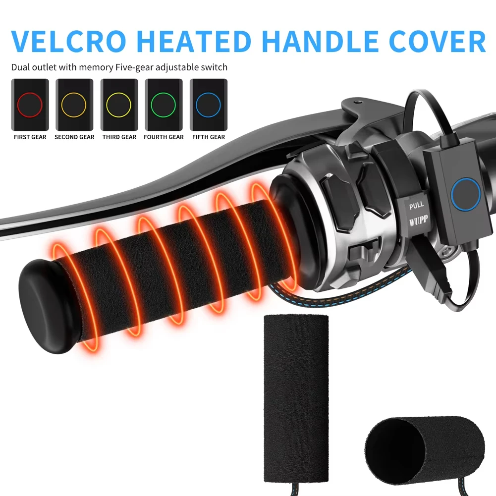 

Motorcycle Heated Grips Cover 12V Heated Hand Grips Cover Five Adjustable Temperatures Motorcycle Grips Warmer for Motorcycle