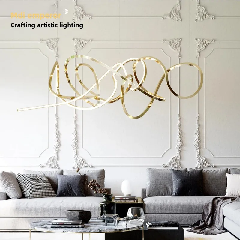 Postmodern light luxury living room chandelier special-shaped creative lobby front desk restaurant lamps minimalist aluminum