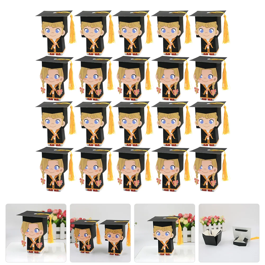 20 Pcs Graduation Candy Box Candies Party Supplies Hat Container Paper Favor Containers Girl Boxes