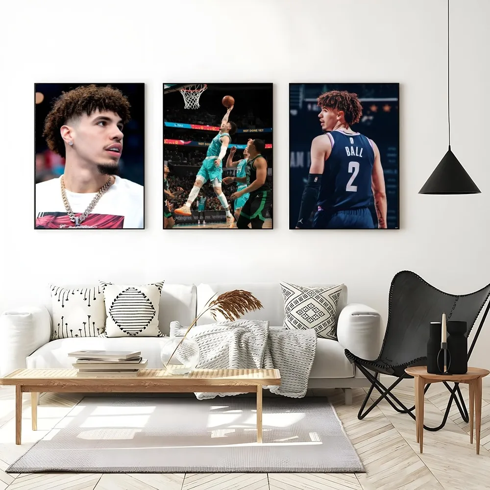 1PC Lamelo Ball Poster autoadesivo Art adesivo di carta impermeabile Coffee House Bar Room Wall Decor