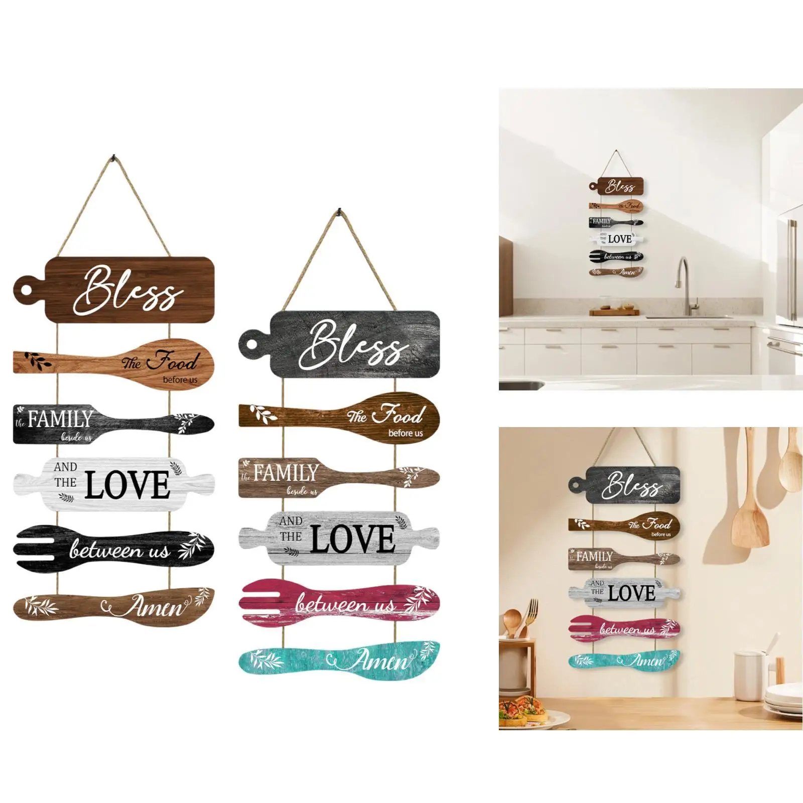 Wooden Door Sign Wall Hanging Decor Kitchen Plaque for Living Room Hallway Entryway Housewarming Present