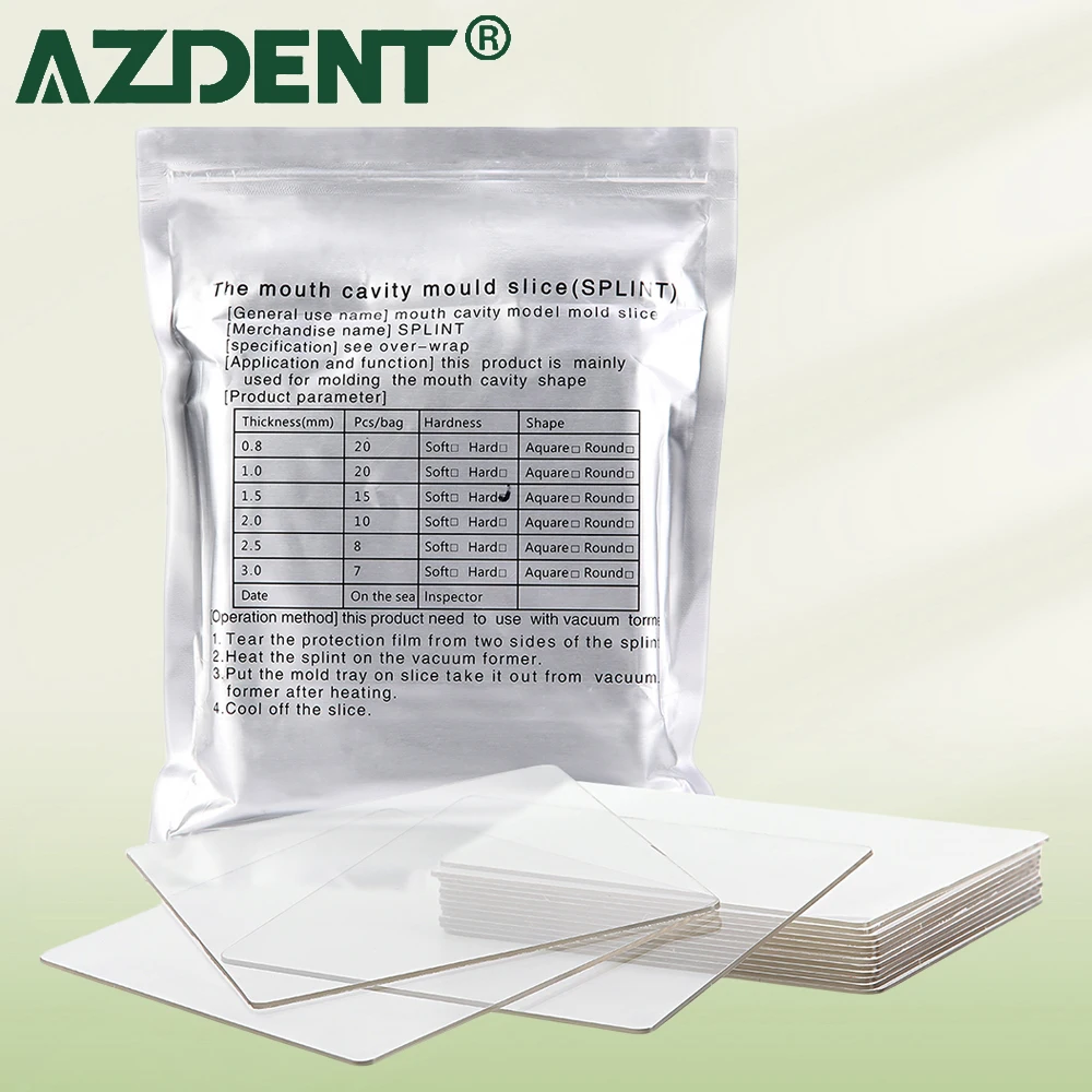 

AZDENT Dental Orthodontic Splint Retainer Vacuum Forming Sheet Soft/Hard Plastic 1.0/1.5/2.0mm Dentistry Thermoforming Material