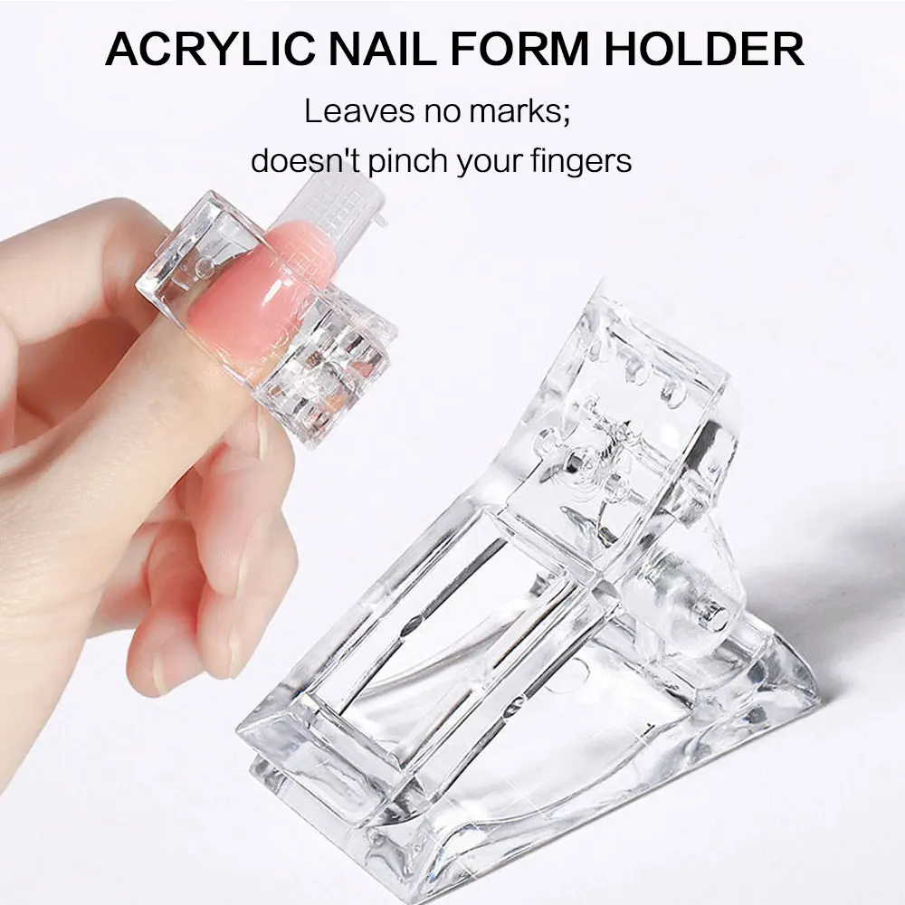 5 Pcs Flexible Soft Poly Gel Nail Tips Dual Forms Quick Building Mold Clip Set Finger Nail Extension Acrylic UV Builder Manicure Tools Kit for Professional Salon DIY Nail Art Design At Home Accessories view 3