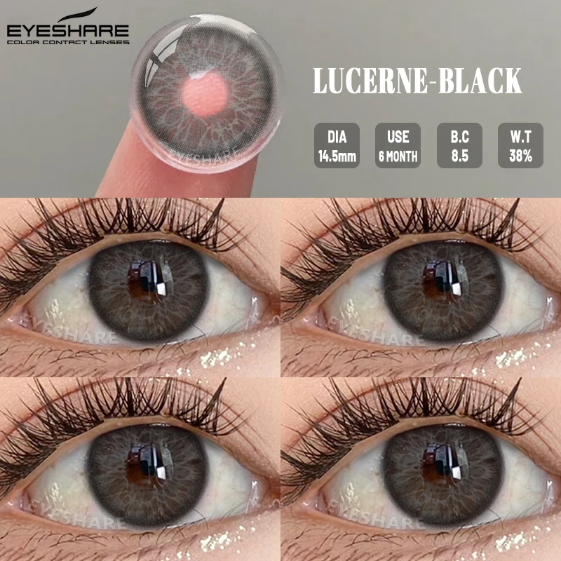 EYESHARE 1 Paar NEUE farbige Pupillen-Make-up, schwarze Farbkontaktlinsen, Schönheit, Frauen, farbige Schüler, Kosmetik, schwarze natürliche Pupillen