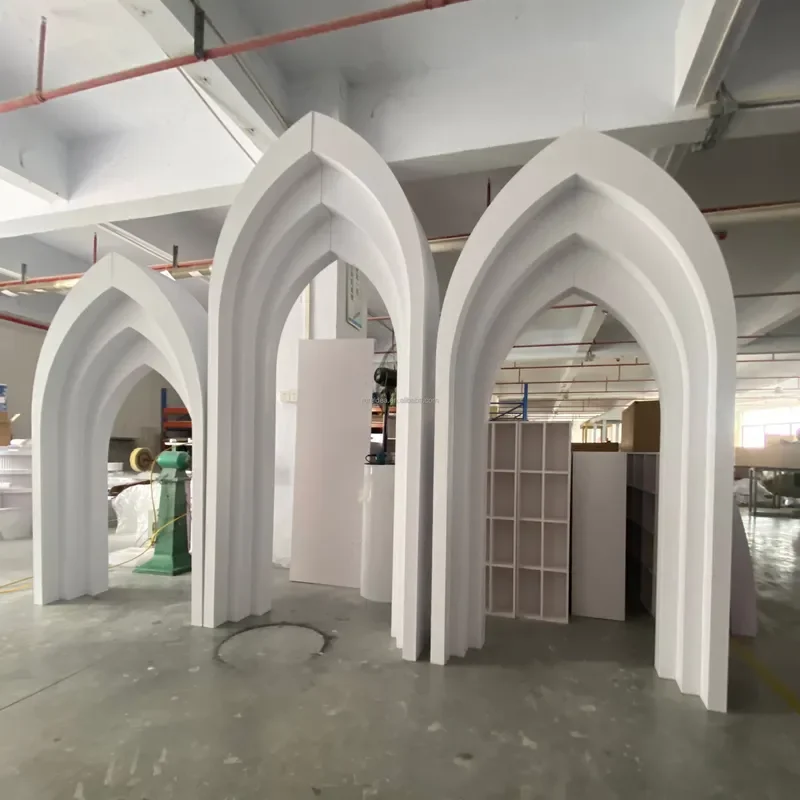 White PVC 3D Arch Panel for Wedding Banquet Stage Background Decorative Wall Chandelier Backdrop Event Party Decoration