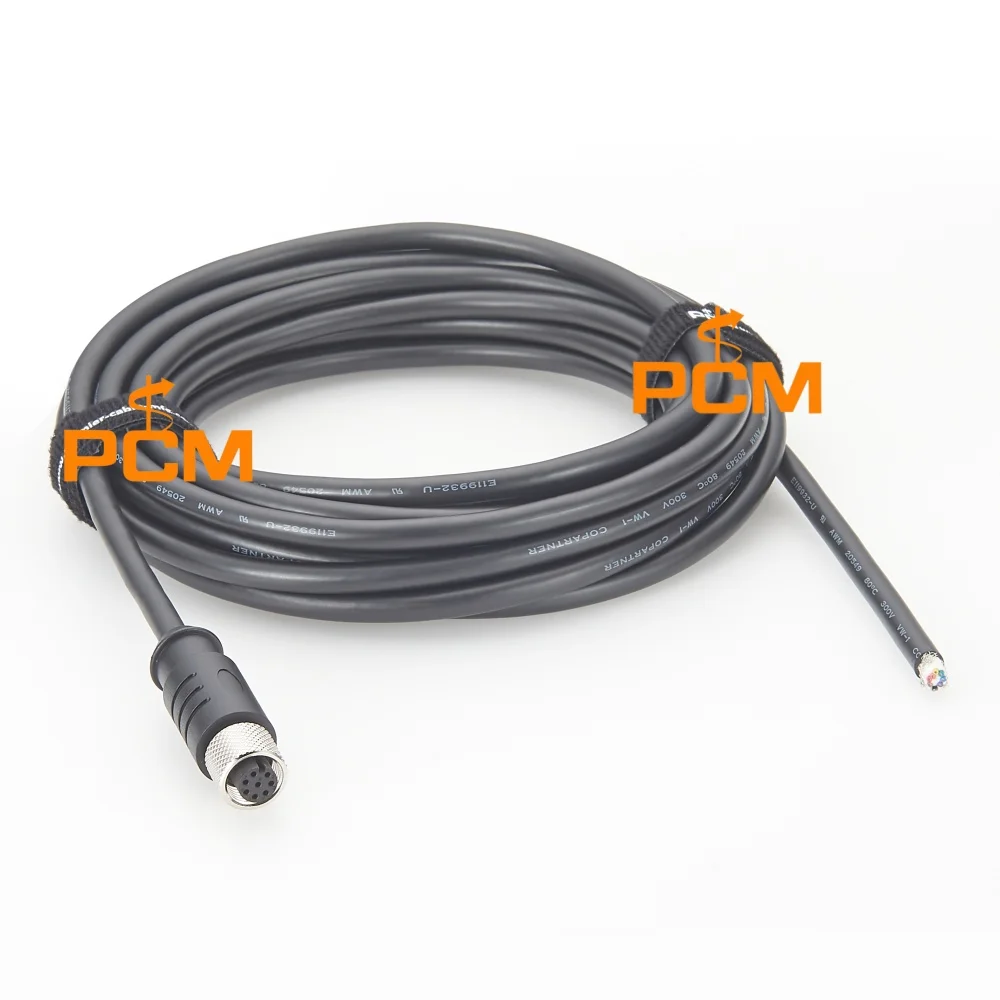 M12 8-Pin A-Code Buchse auf offenes Ende Kabel Industrieller Sensoranschluss für PLC-Automatisierungssteuerung Maschinen und Ausrüstung – Detail 2