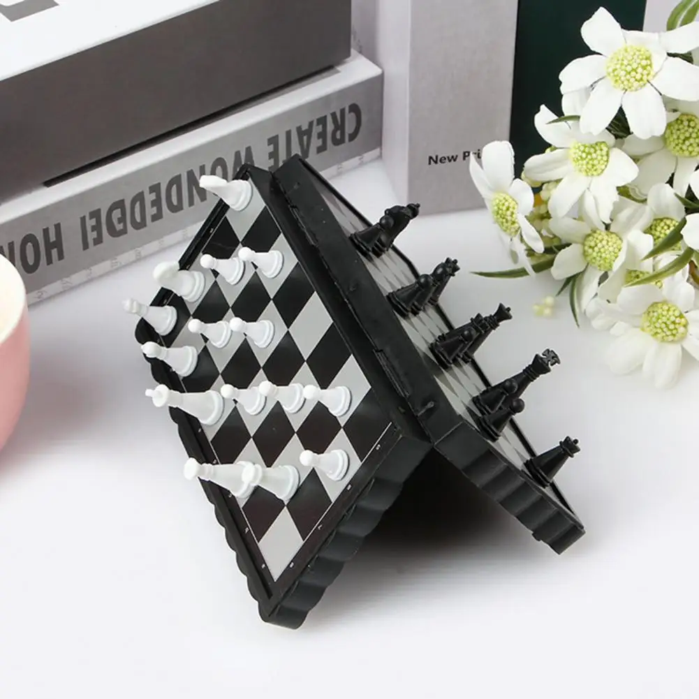 Mini Chess Kit with Folding Chessboard 5-Inch Palm-size Portable Magnetic Chess 2 Players Educational Chess Board Game