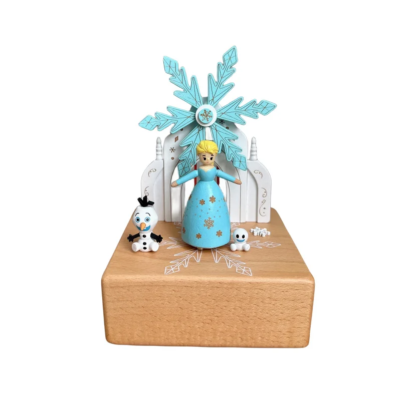 الأميرة ثلج ثمانية صندوق تشغيل الموسيقى طاحونة الدورية صندوق تشغيل الموسيقى خشبي المنزل سطح المكتب هدية مزخرفة الحرف الخشبية #5