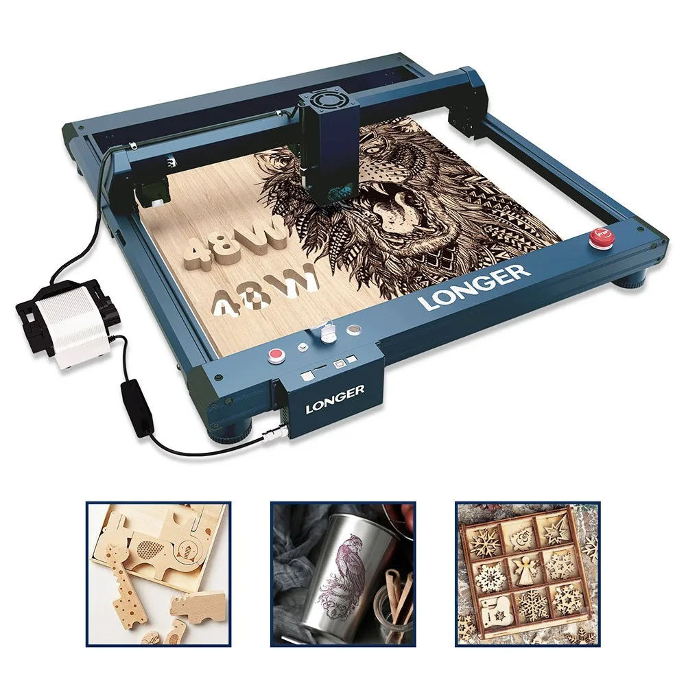 LONGER Laser B1 Laser Cutter, 40W laservermogen, Air Assist-systeem, 0,10x0,15mm laserpunt, 36000mm/min, 450x440mm, meerkleuren