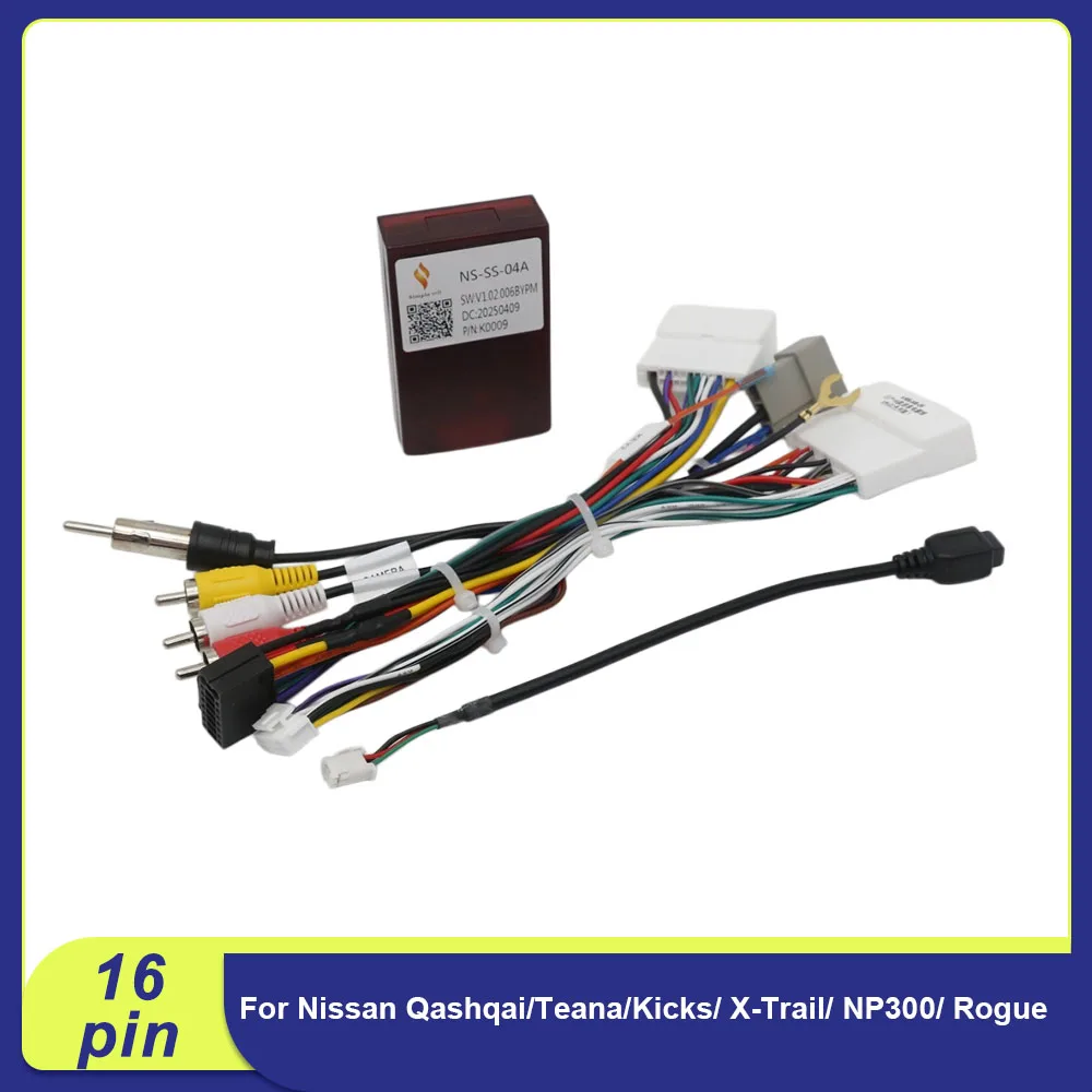 16 Pin CANBUS Decoder For Nissan Qashqai/Teana/Kicks/ X-Trail/ NP300/ Rogue Android Radio Support 360 Camera SWC