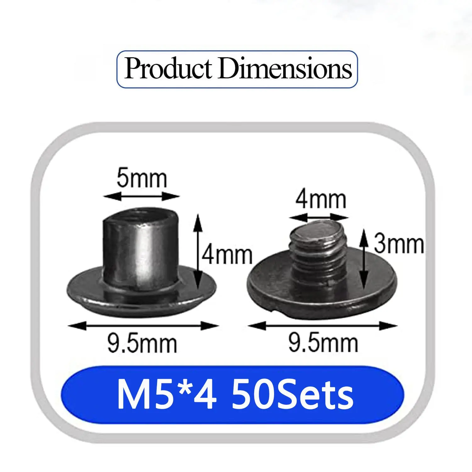 50 Sets Chicago Screw Post Rivets Kit M5x4 Gun Black Screw Buttons for Leather Trim DIY Projects and Hardware Repair