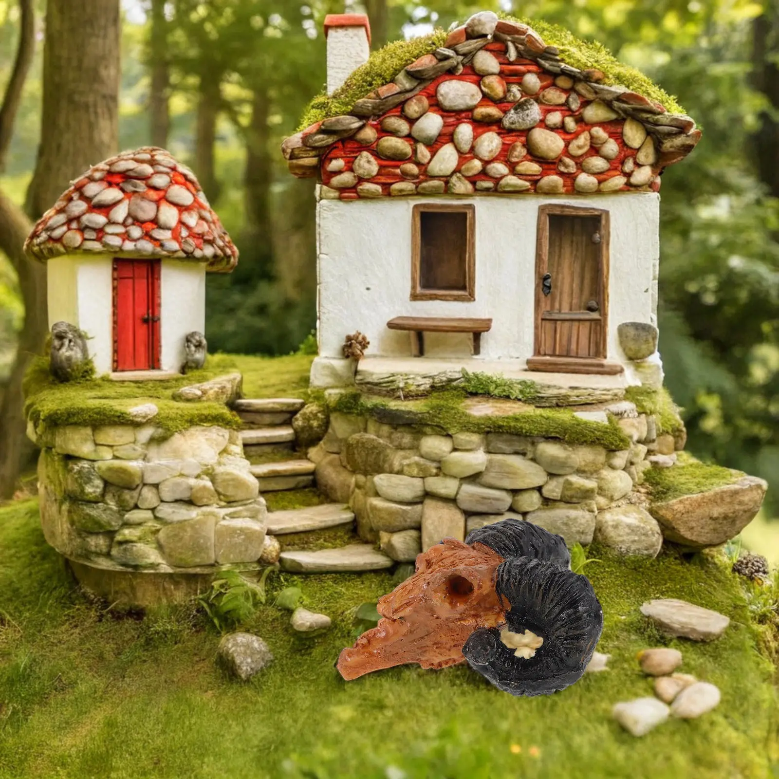 Tiny Resin Goat Skull Wall Mount Micro Landscape Statue Compact Animal Head Sculpture for Home Office Garden Micro Decor