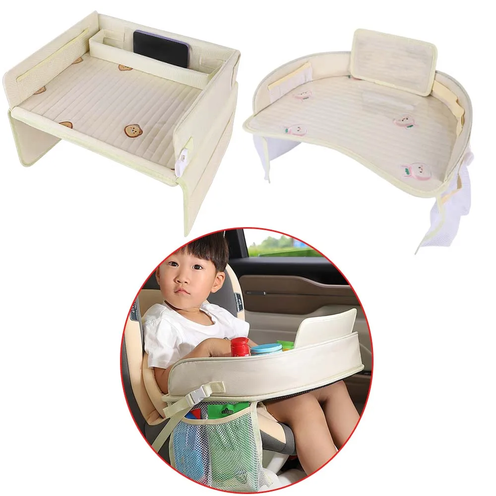 car-child-safety-seat-tray-multifunctional-large-capacity-storage-mesh-pocket-waterproof-antifouling-foldable-baby-seat-holder