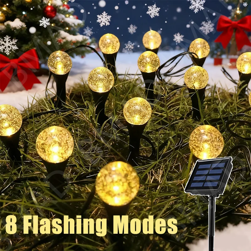 

5m20LEDS Solar Bubble Lawn Light Outdoor Waterproof Christmas Decoration Atmosphere Light String for Garden Lawn Path Courtyard