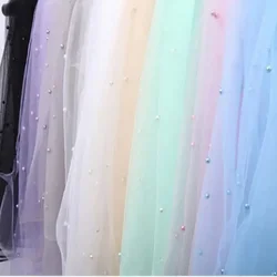 Pearl Tulle Fabric By The Meter for Head Veil Clothes Decoration Flowers Hairpin Diy Sewing Gauze Cloth High-density Soft Plain