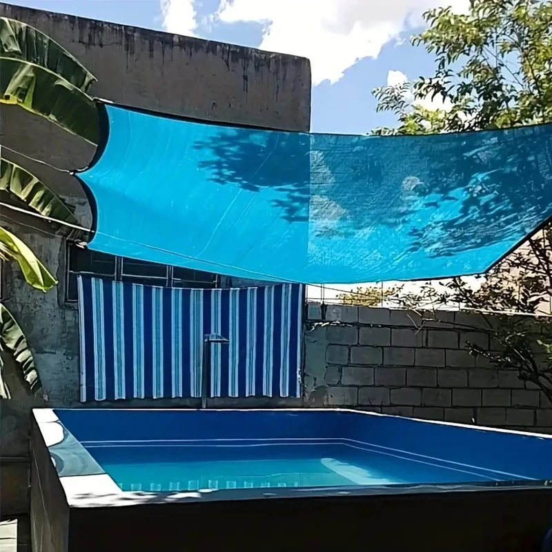Rectangle Swimming Pool Awning Cover Outdoor Canopy Balcony Privacy Black Shade Cloth Green Plant Heat Insulation Sunscreen Net