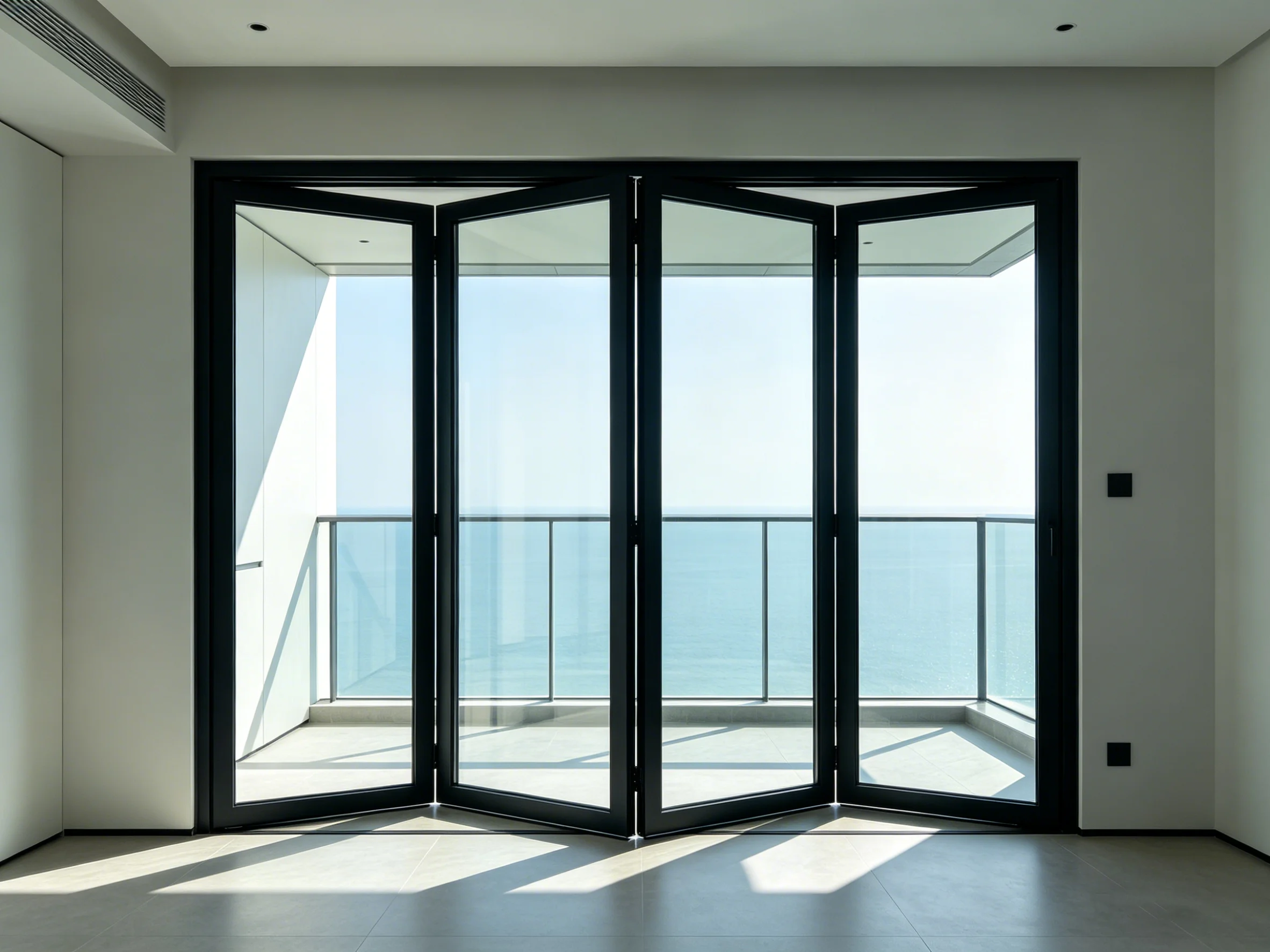 House Balcony Panoramic Manual Folding Door Double Layer Tempered Glass Manual Accordion Door Soundproofing Leisure Bi Fold Door