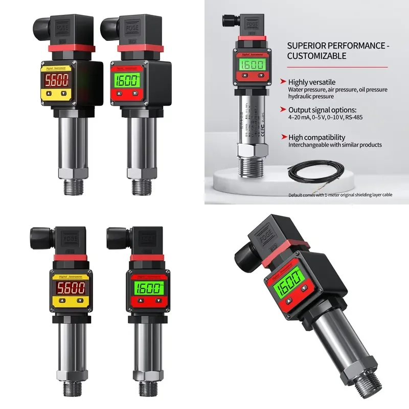 Hot Sell Intelligent LCD Display Pressure Transmitter for Oil 0-600bar to 4-20mA 0-10V 0-5V RS485 NPT1/2 Smart Pressure Sensor