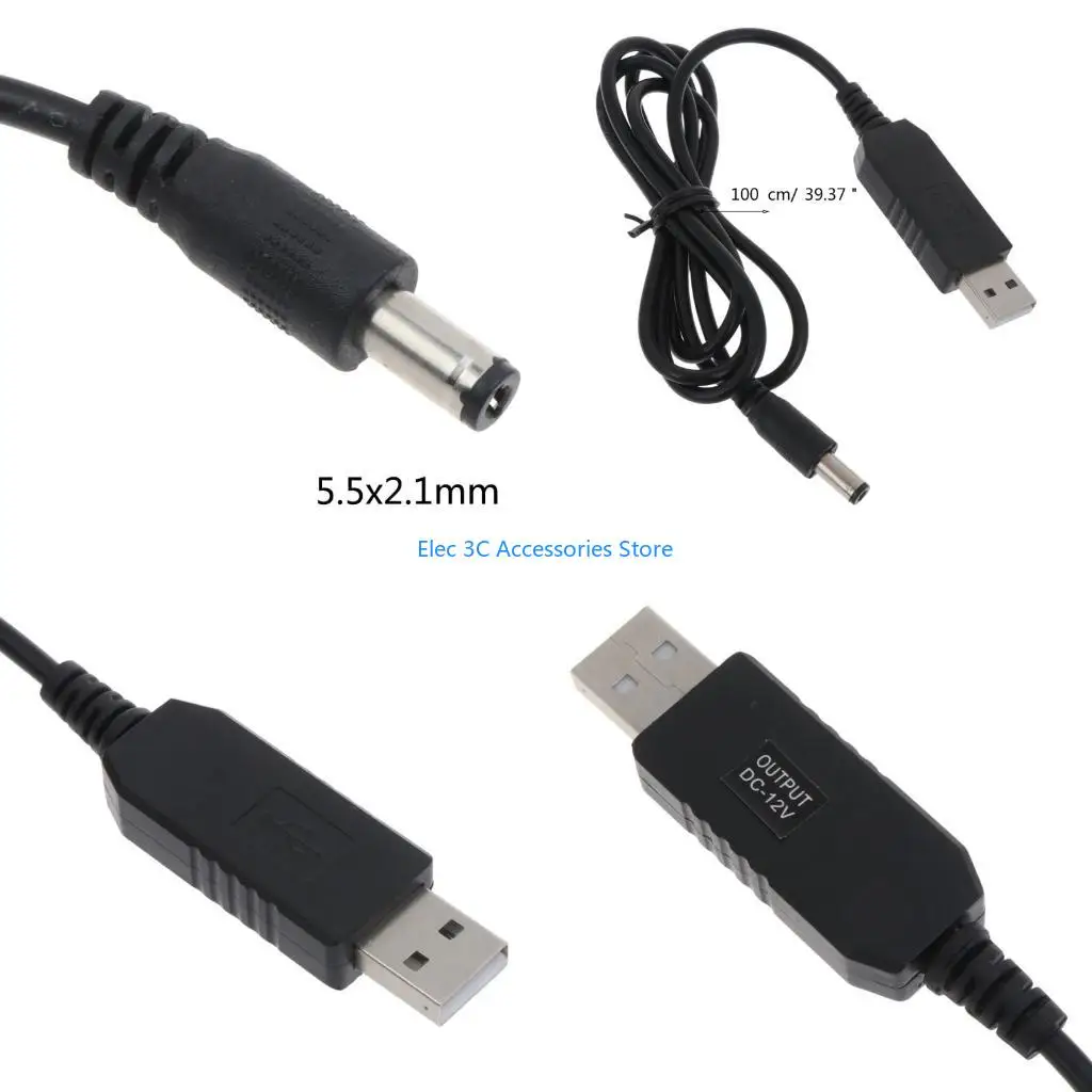 Y51A USB to DC12V Line Converter Cable 5V to 12V Adjustable Power Cord