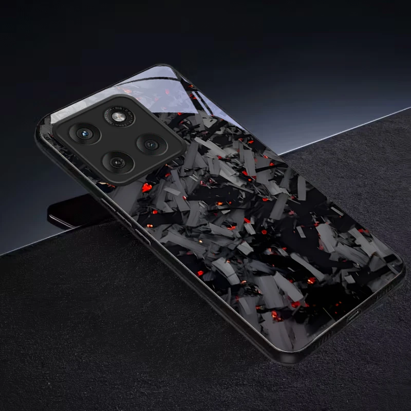 Dark Fragmented Embers Black Glass Phone Case For Motorola Moto Edge 60 70 20 Lite 30 Pro 40 50 Ultra X30 Pro G14 G75 G84 Cover view 3