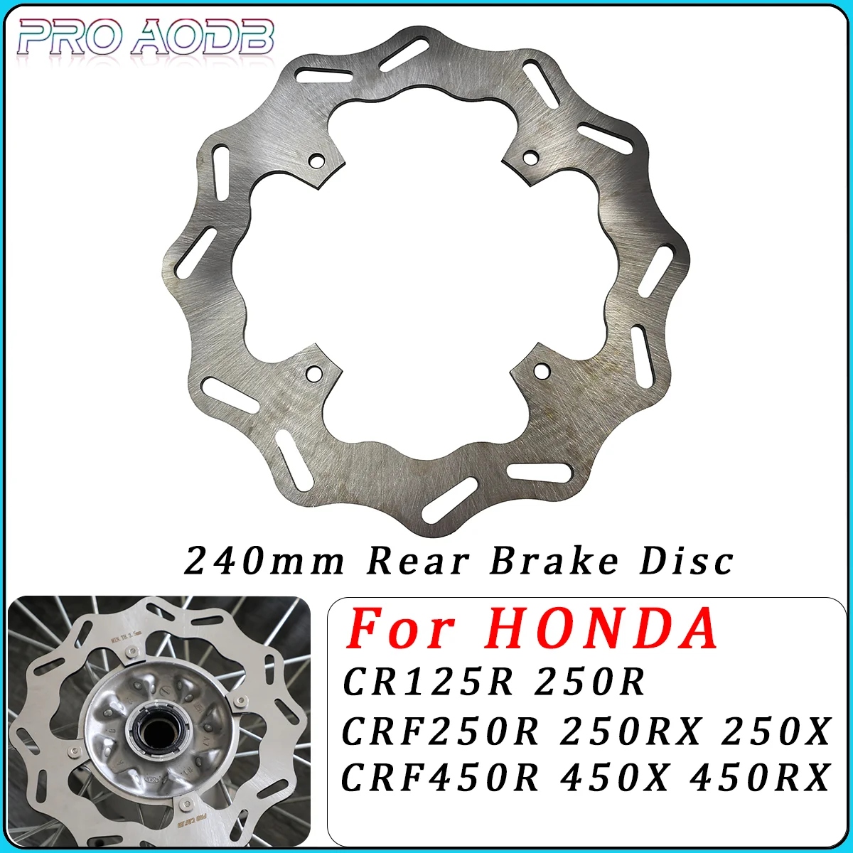 

Dirt Bike Accessories 240MM Rear Brake Discs Rotors For HONDA CR125R 250R CRF250R CRF250X 250RX 450R 450X 450RX 2002 2004-2021