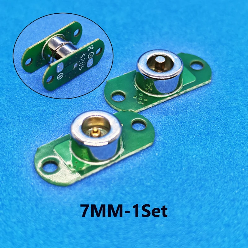 7/10mm Magnetic Pogo Pin DC Power Connector 3A Male Female Spring Loaded Socket With Mounting Holes For LED Lights