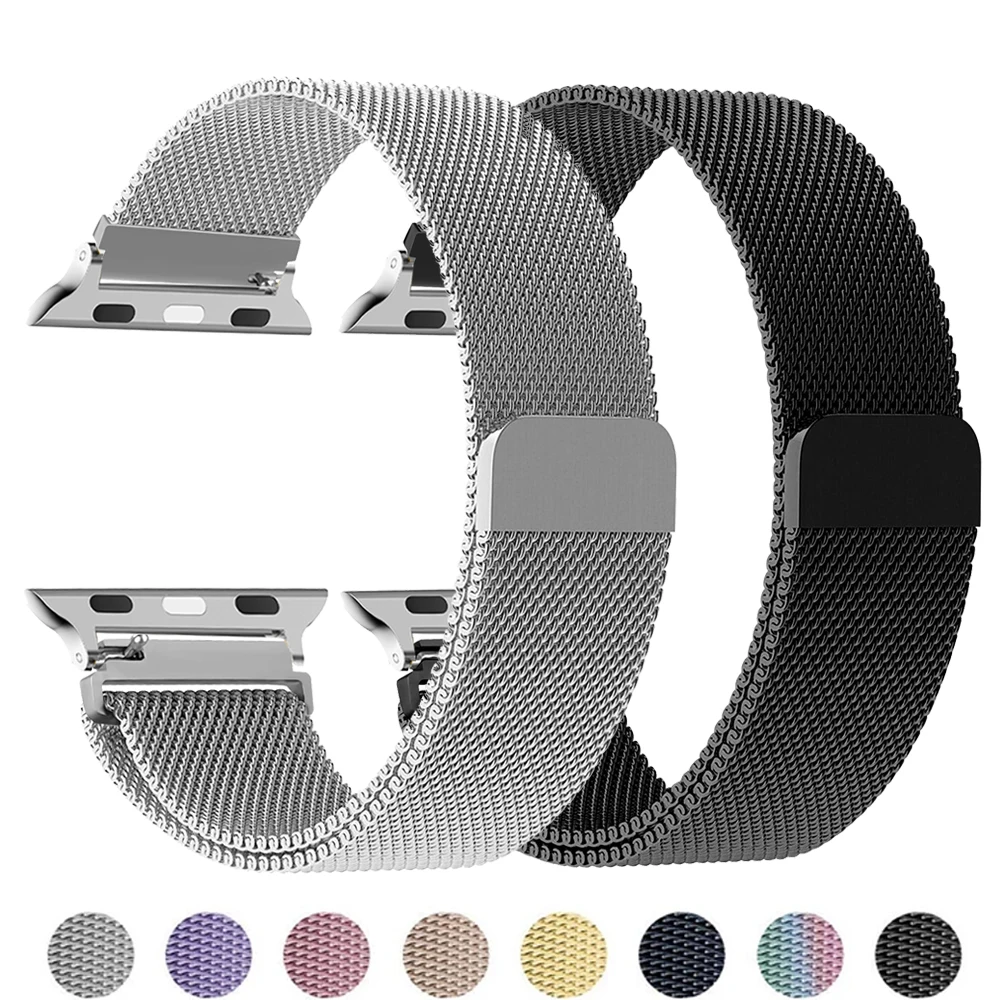 Milanese loop Straps for apple Watch 10 band 44mm 40mm 45mm 49mm 41mm 46 38mm 42mm Bracelet iwatch Series 9 3 6 5 SE 7 8 Ultra 2