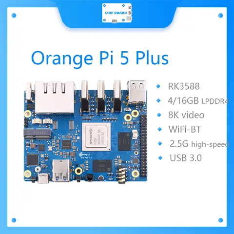 Orange Pi 5 Plus 단일 보드 컴퓨터 RK3588 PCIE 모듈 외부 WiFi-BT SSD 8K Orange Pi5 Plus 데모 개발 보드
