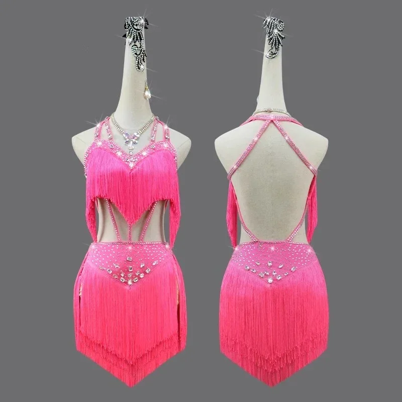 Red Latin Dance Dress Costume Women Stage Outfit Party Top Performance Clothes Shirt for Prom Girl Sport Competition Samba Suit