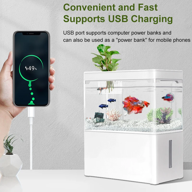 Fish tank living room small landscape ecological tank household USB powered mini tank fish tank