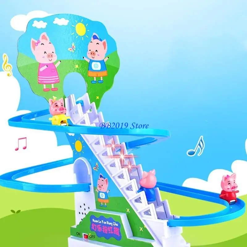 

Q0KB световая музыкальная рампа Racer трек горка для малышей подарок на день рождения мультфильм поросенок электрическая дорога