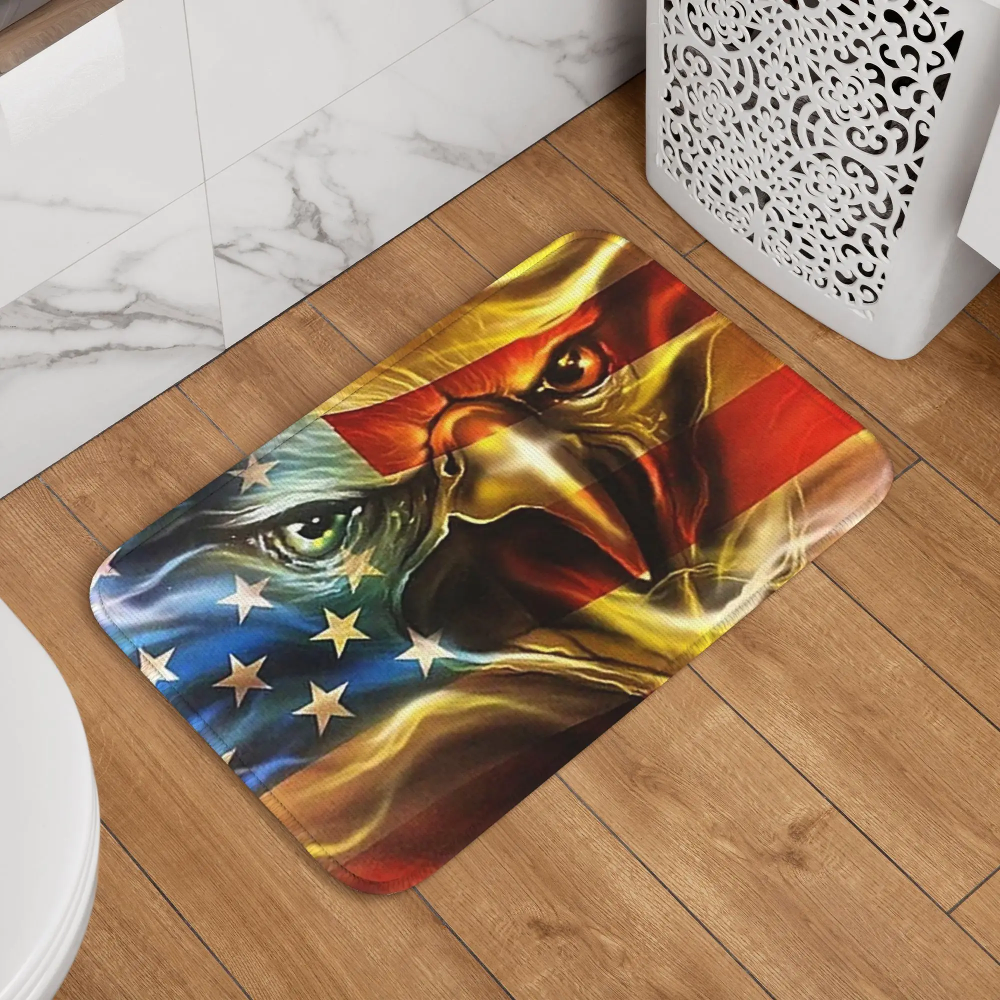 Custom American Flag Eagle Door Floor Bath Kitchen Mat Anti-Slip Indoor Patriotic Doormat Garage Entrance Rug Carpet Footpad