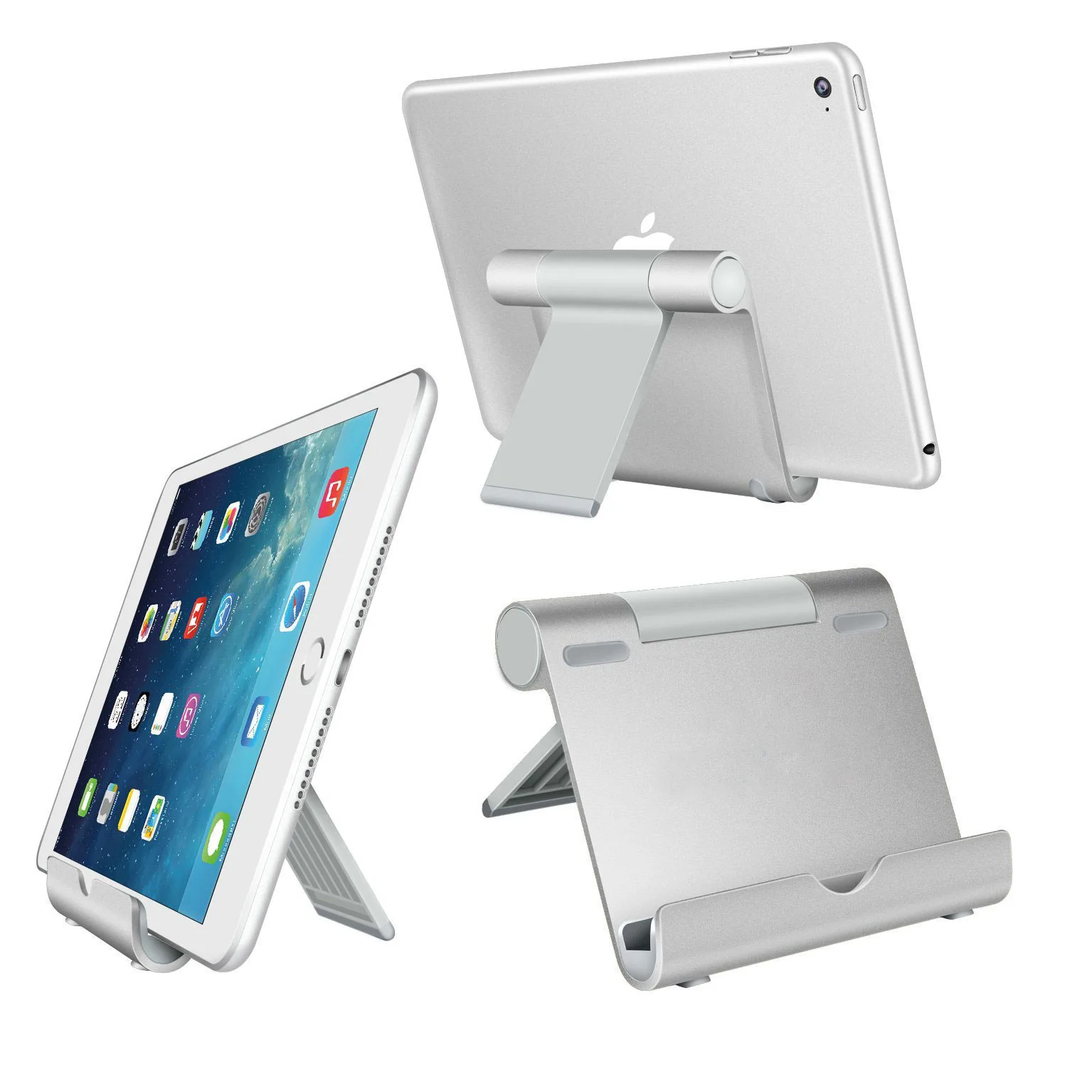 Aluminum Alloy Tablet Stand 180 Degree Adjustable Foldable Lazy Phone Holder for iPad Cellphone eReader Desk Mount Silver Black